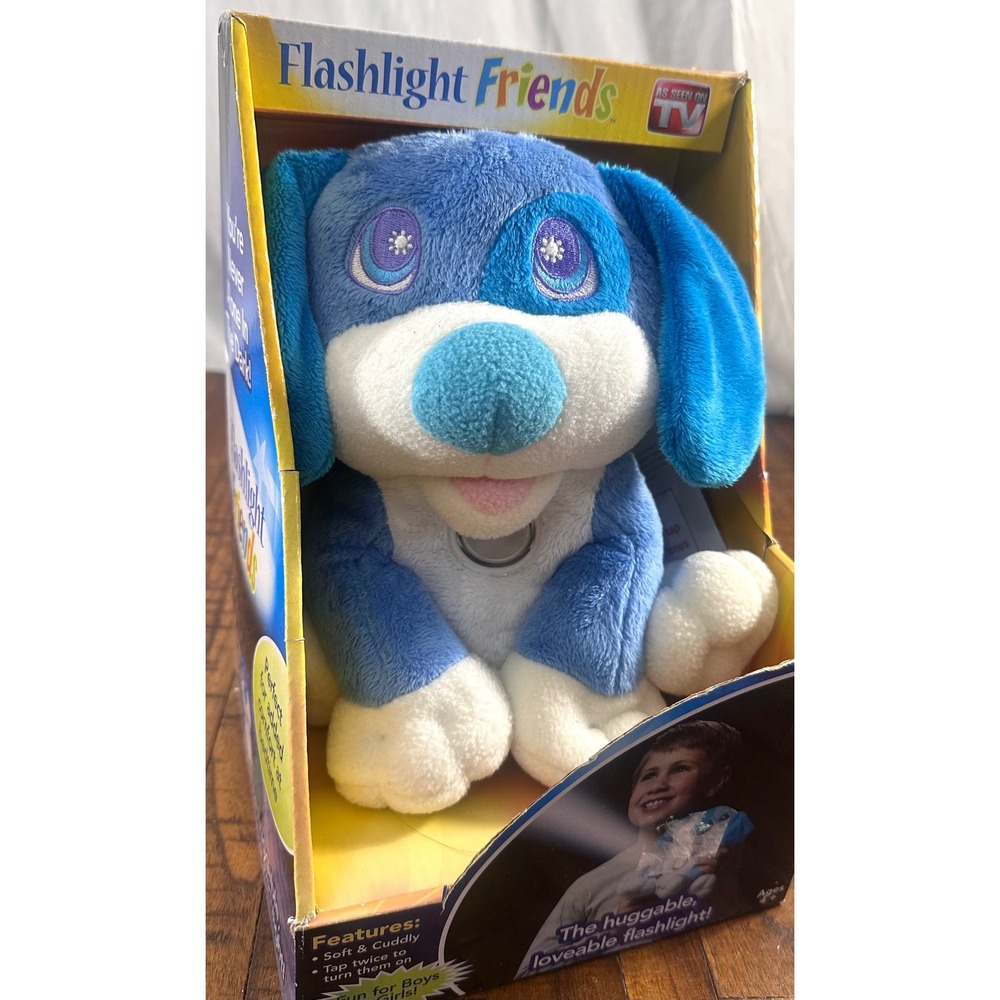 Flashlight Friends Blue Puppy Dog Plush As Seen On TV LED Night Light Toy‎ NOS
